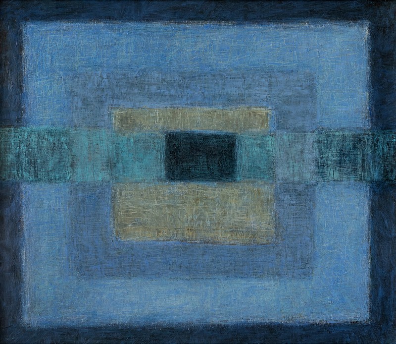 Z cyklu Błękitne III, olej, płótno, 40x40 cm, 2015