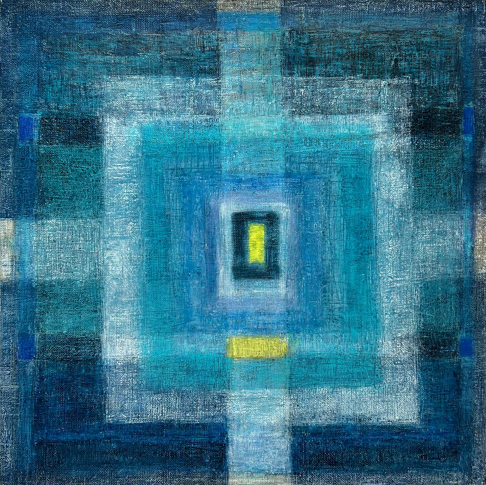 Roma Pilitsidis, Z nutką żółcieni, olej, płótno, 2024, 30x30 cm
